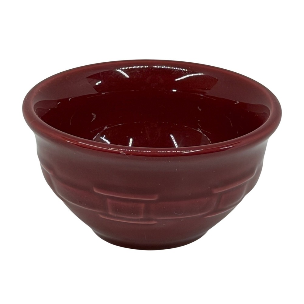 Longaberger Dessert Bowl Paprika Red Woven Traditions Pottery Basket Weave USA